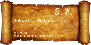 Bukovits Mátyás névjegykártya
